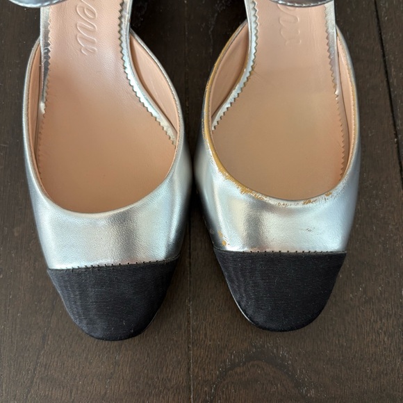 J. Crew Millie Women's Silver Cap Toe Mary‎ Jane Heels Size 5 - Picture 6 of 10